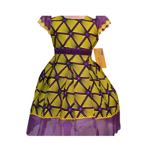 African Print Yellow and Purple Dress